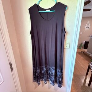 Style & Co. Black Sleeveless Tie-Dye Hem Swing Tunic